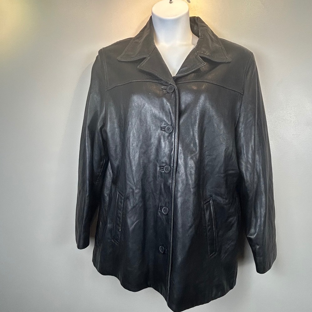 Adler Collection Black Genuine Lambskin Leather Jacket Car Coat Womens 1X